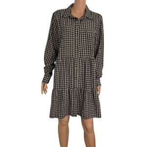 Loft Plaid Tiered Shirtdress woman’s size XL